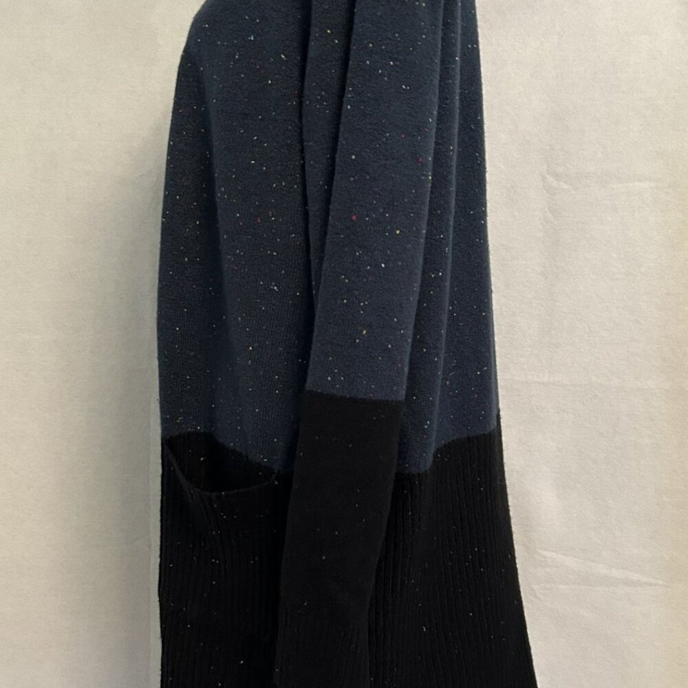 Love Ellie Long Open Cardigan Blue Black Confetti Two Pockets NWOT Size Large - Picture 4 of 11